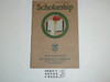 Scholarship Merit Badge Pamphlet, Type 3, Tan Cover, 1927 Printing, Mint condition