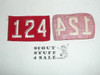 1940's Red Troop Numeral "124", felt, gauze back, Unused