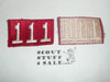 1970's Red Troop Numeral "111", fully embroidered, Unused
