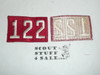 1970's Red Troop Numeral "122", fully embroidered, Unused