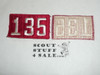 1970's Red Troop Numeral "135", fully embroidered, Unused