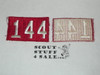 1970's Red Troop Numeral "144", fully embroidered, Unused