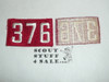 1970's Red Troop Numeral "376", fully embroidered, Unused