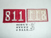 1970's Red Troop Numeral "811", fully embroidered, Unused