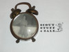 Antique Brass Alarm Clock body with a Picture of a Girl Scout under Glass