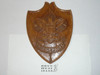 1950's Boy Scout Emblem large Shield Pressed Wood Syroco , 9" x 16", RARE