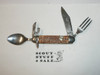 Fork, Knife, Spoon and Can Opener Bone Handled Knife, used (PAT9)