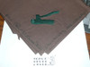 Wood Badge Neckerchief (Axe and Log) Brown cloth with Green Signed by Paul "Torchy Dunn, Founder of Torchy Neckerchief Slides, Attended Wood Badge #2 (oct 1948) Certificate #47axe and log