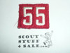 1970's Red Troop Numeral "55", fully embroidered, lite use