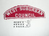 West Suburban Council Red/White Council Strip, sewn