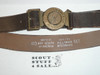 1960's Official Boy Scout Leather Belt with brass buckle, 40" waist, lite use
