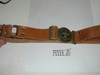 Boy Scouts of Greece Cast Belt Buckle on Leather Belt, Very good condition