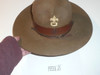 Official Boy Scout Scout Master Campaign Hat (Smokey the Bear hat), size 6 1/2, lite wear with storage boards and chin strap