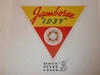 1937 National Jamboree Triangle Gummed Sticker