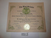 1952 National Training School Professional Training Certificate, presented