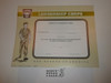 1973 Leadership Corps Warrant Certificate, blank