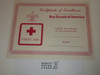 Western Los Angeles County Council Certificate of Excellence in First Aid Certificate, Blank