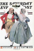 MERRIE CHRISTMAS, Norman Rockwell Artwork Postcard, Sat Eve Post, #611-036