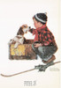 A BOY AND HIS DOG-A BOY MEETS HIS DOG, Norman Rockwell Postcard, #611-049