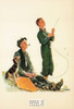 GRAND PALS - SOARING SPIRITS, Norman Rockwell Postcard, Fishing, #611-074