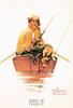 GRAND PALS - FISH FINDERS, Norman Rockwell Postcard, Fishing, #611-075