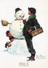 GRAND PALS - SNOW SCULPTURING, Norman Rockwell Artwork Postcard, #611-077