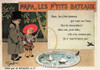 Papa, Les P'Tits Bateaux Old French Songs Series Postcard, Editions Nugeron #CC6