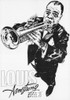 Louis Armstrong By Gil Berquet Black/White French Postcard, Sofraneme #CPS364