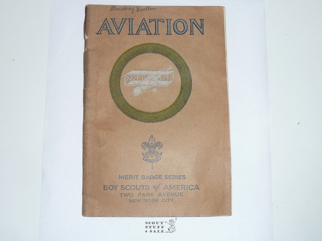 Aviation Merit Badge Pamphlet, Type 3, Tan Cover, 1928 Printing