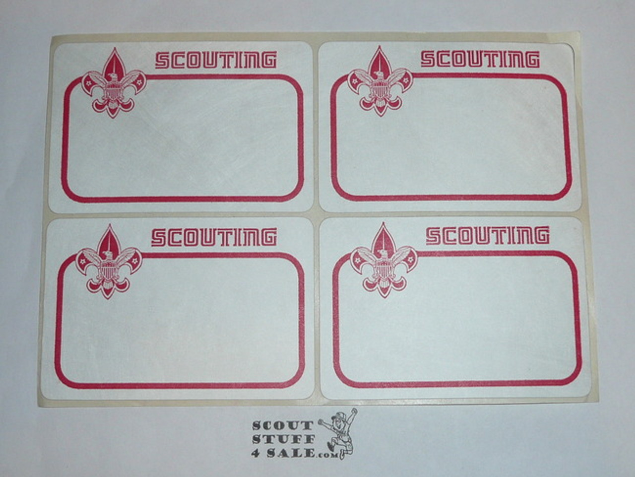 1970's Boy Scout "Scouting" Name Tag Sticker 4 on sheet (many available)
