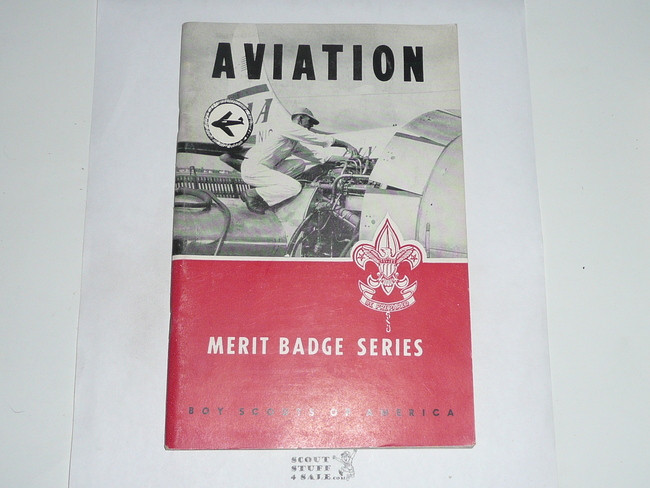 Aviation Merit Badge Pamphlet, Type 6, Picture Top Red Bottom Cover, 12