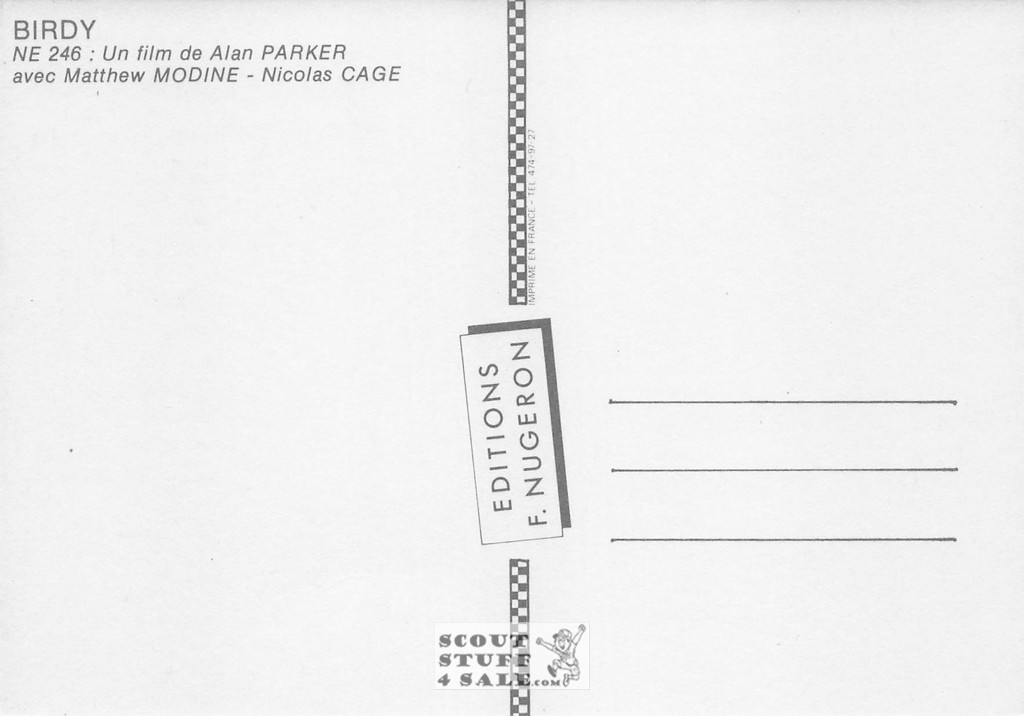 Birdy French Movie Poster Postcard, Matthew Modine-Nicholas Cage, Nugeron #NE246