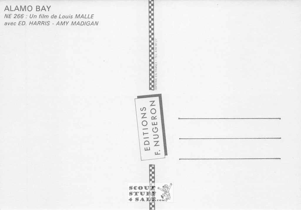 Alamo Bay French Movie Poster Postcard, Ed Harris, Editions Nugeron #NE266