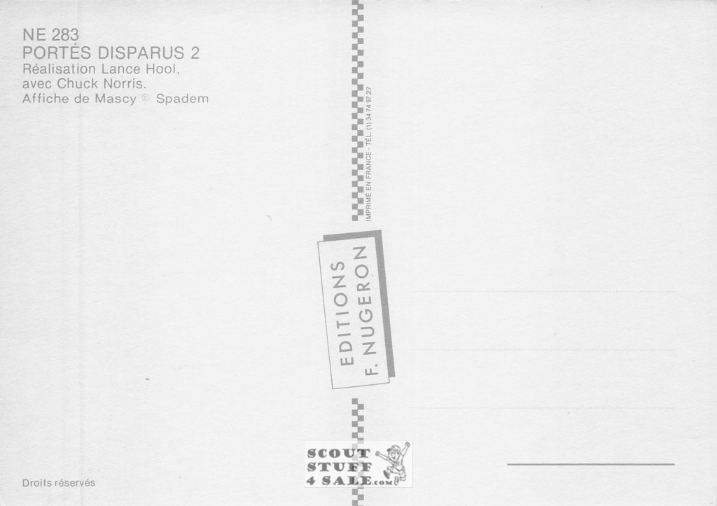 Missing in Action 2 French Movie Poster Postcard, Chuck Norris, Ed. Nugeron #NE283