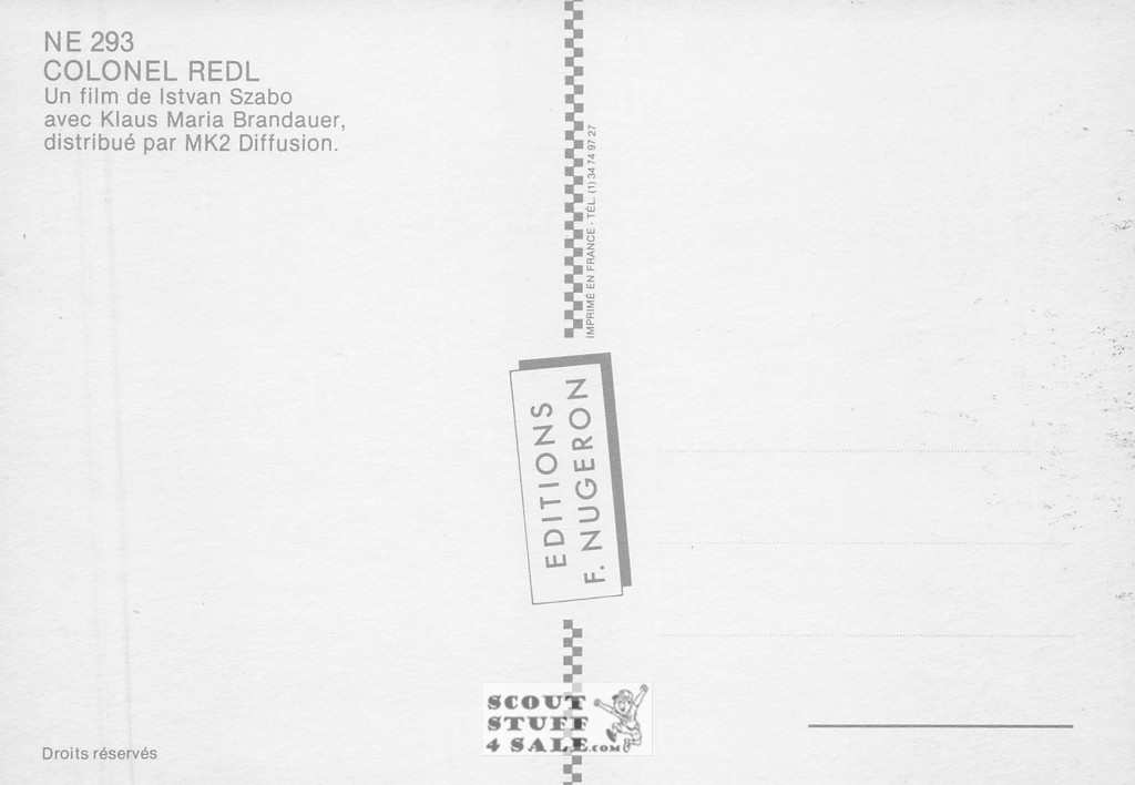 Colonel Redl French Movie Poster Postcard, Editions Nugeron #NE293