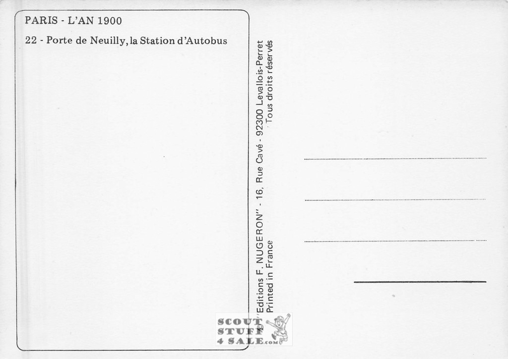 1900's Bus Station Paris Photography Postcard, Editions Nugeron #PARIS22