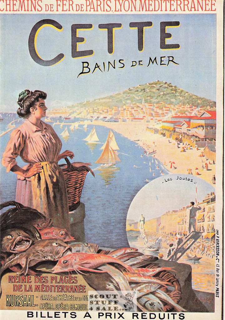 1900's French Travel Promotion Poster on Postcard, Cette, Editions Nugeron #R26