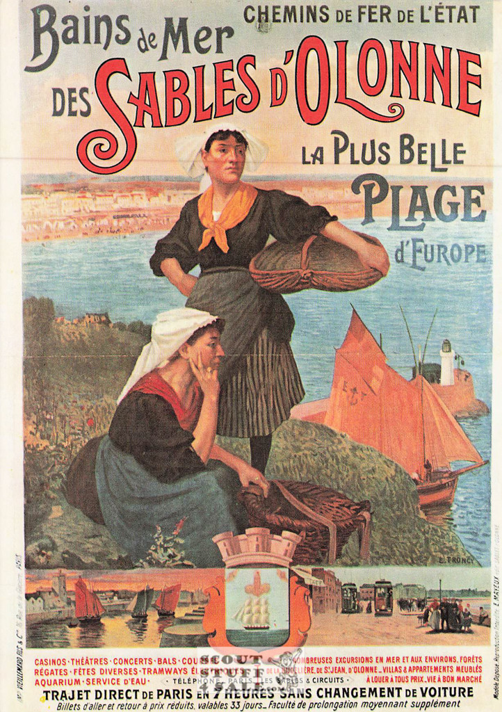 1900's French Travel Promotion Poster on Postcard, Sables D'Olonne, Nugeron #R29