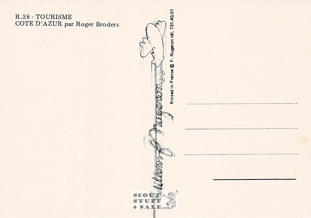 1900's French Travel Promotion Poster on Postcard, Cote D'Azur, Ed. Nugeron #R38