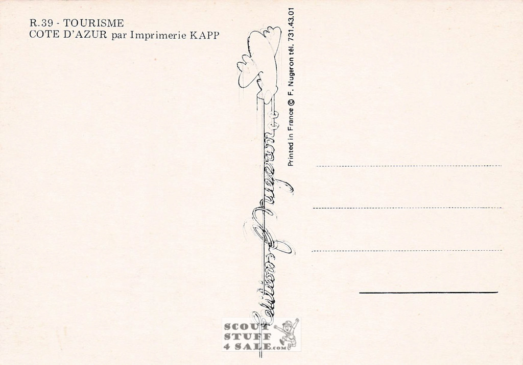 1900's French Travel Promotion Poster on Postcard, Cote D'Azur, Ed. Nugeron #R39