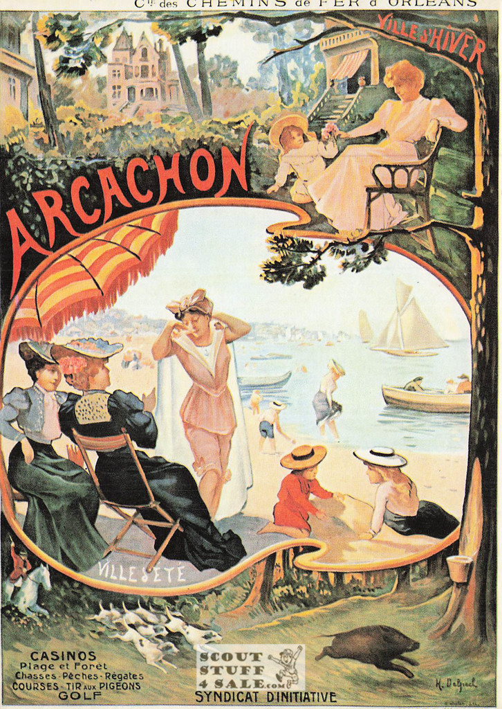 1900's French Travel Promotion Poster on Postcard, Arcachon, Ed. Nugeron #R42