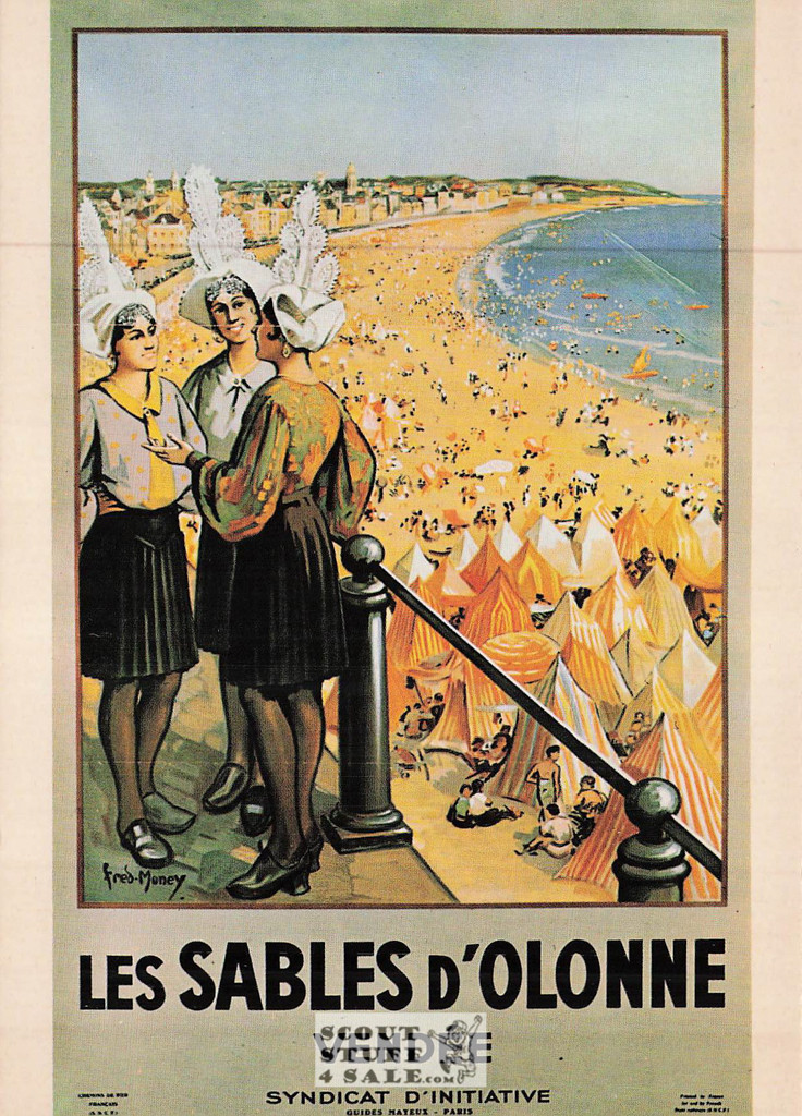 1900's French Travel Promotion Poster on Postcard, Les Sables D'Olonne, #R88