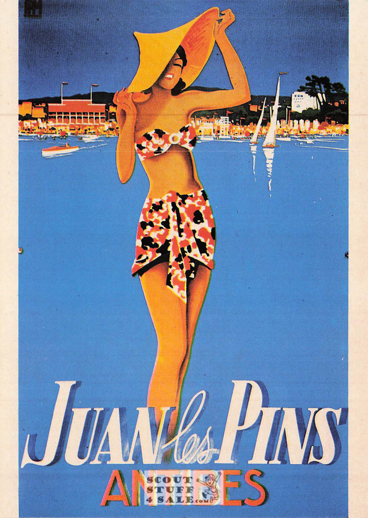 1900's French Travel Promotion Poster on Postcard, Atibes, Editions Nugeron #R92