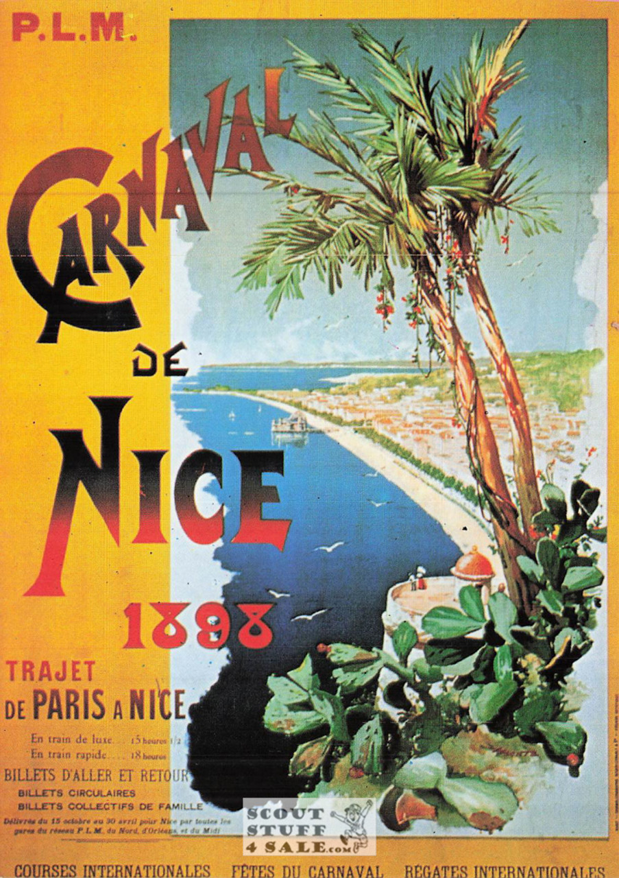 1900's French Travel Promotion Poster on Postcard, Carnaval de Nice 1898, #R111