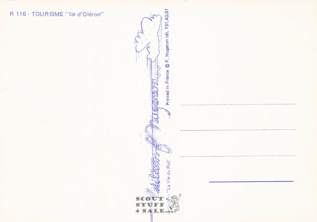 1900's French Travel Promotion Poster on Postcard, Ile d'Oleron, Ed. Nugeron #R116