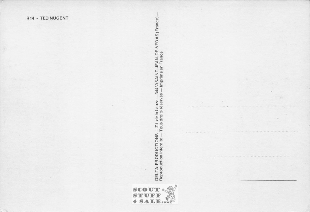 Ted Nugent  French Postcard, Editions Nugeron #R-14