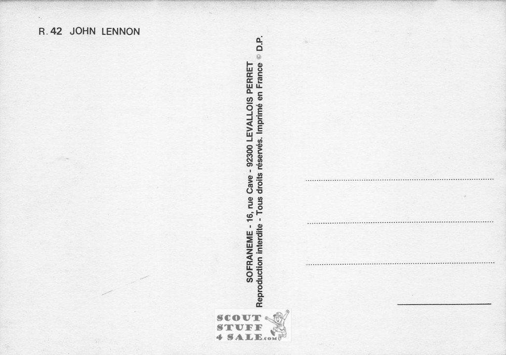 John Lennon French Postcard, Editions Nugeron #R-42