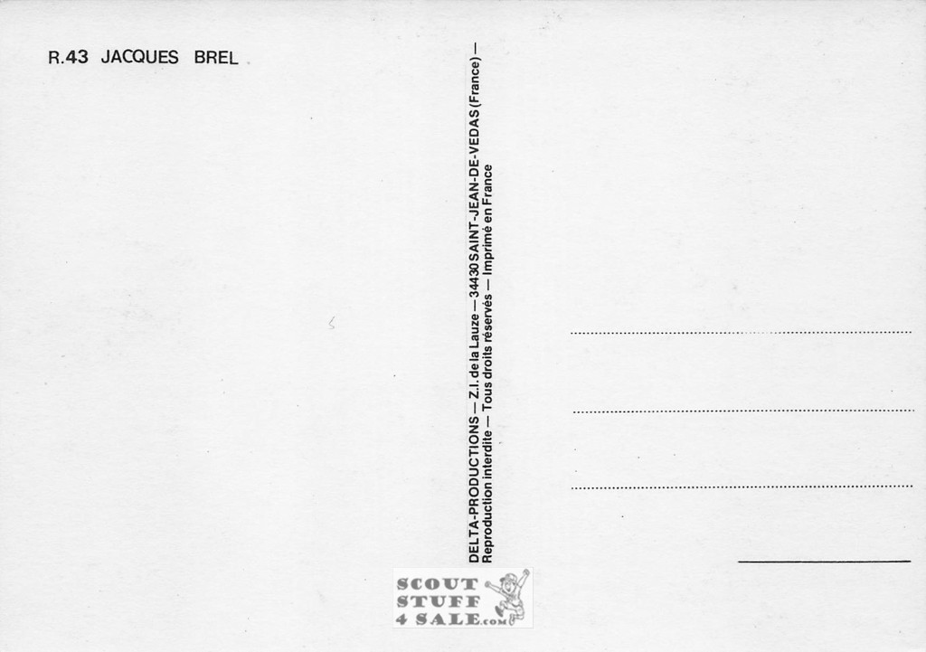 Jacques Brel French Postcard, Editions Nugeron #R-43