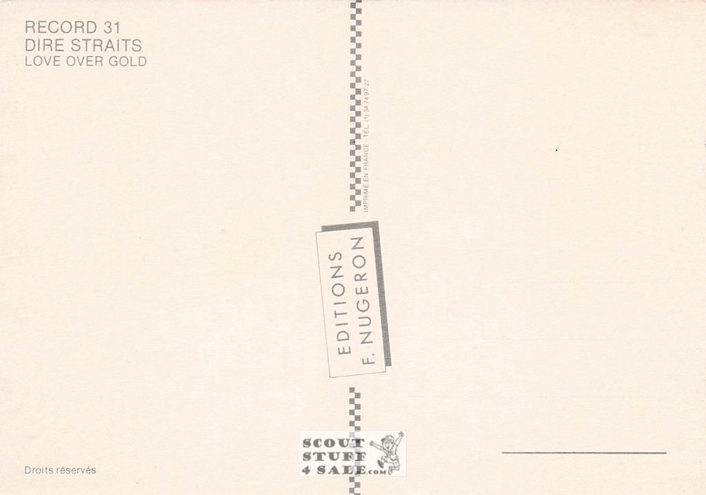 Dire Straits Love Over Gold Album French Postcard, Editions Nugeron #RECORD31