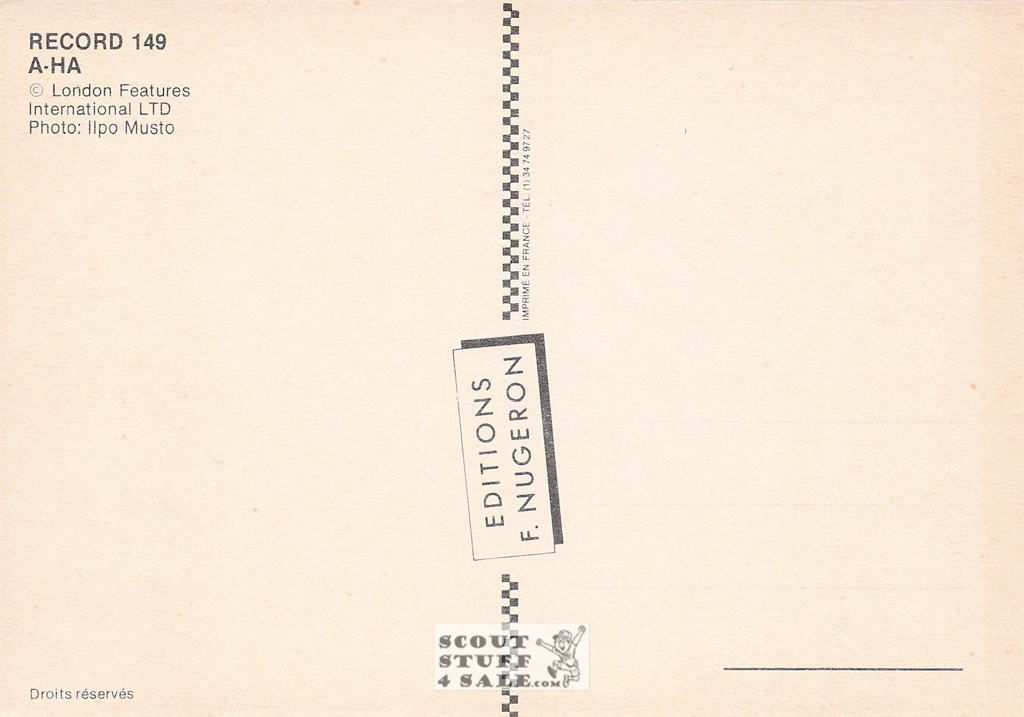 A-Ha Band French Postcard, Editions Nugeron #RECORD149